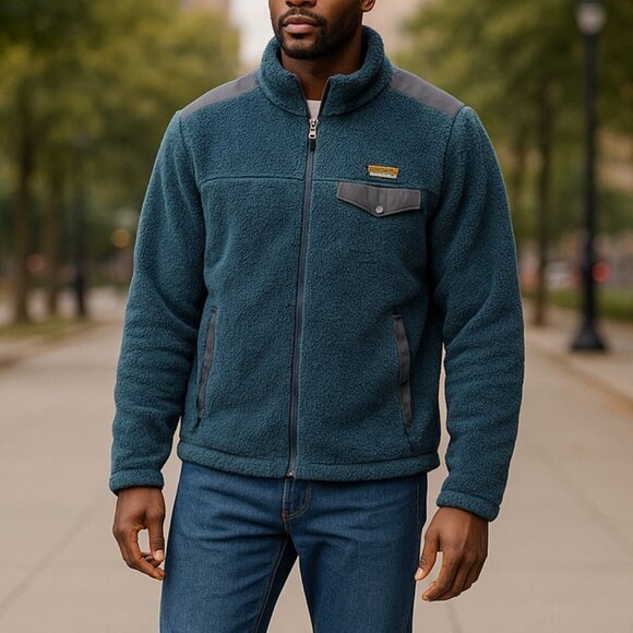L.L. Bean Hi-Pile Sherpa Fleece Jacket Men’s Large Blue Full Zip Warm Outdoor La
